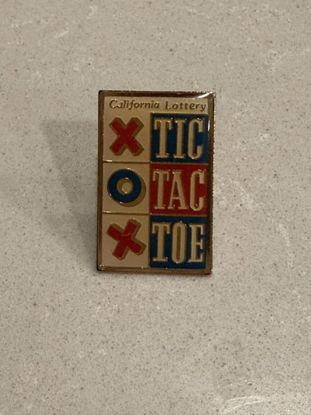 "Tic Tac Toe" California Lottery Lapel Pin Gold Color Pin, 1 x 0.6" Clean